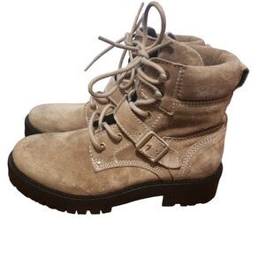 All Saints Paulina Suede Buckle Boots In Desert Sand Size 5 Women’s  Chunky